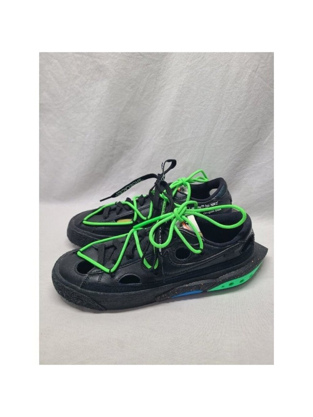 Nike Blazer Low x Off-White ‘77 Black Electro Green Mens Size 6.5 DH7863-100